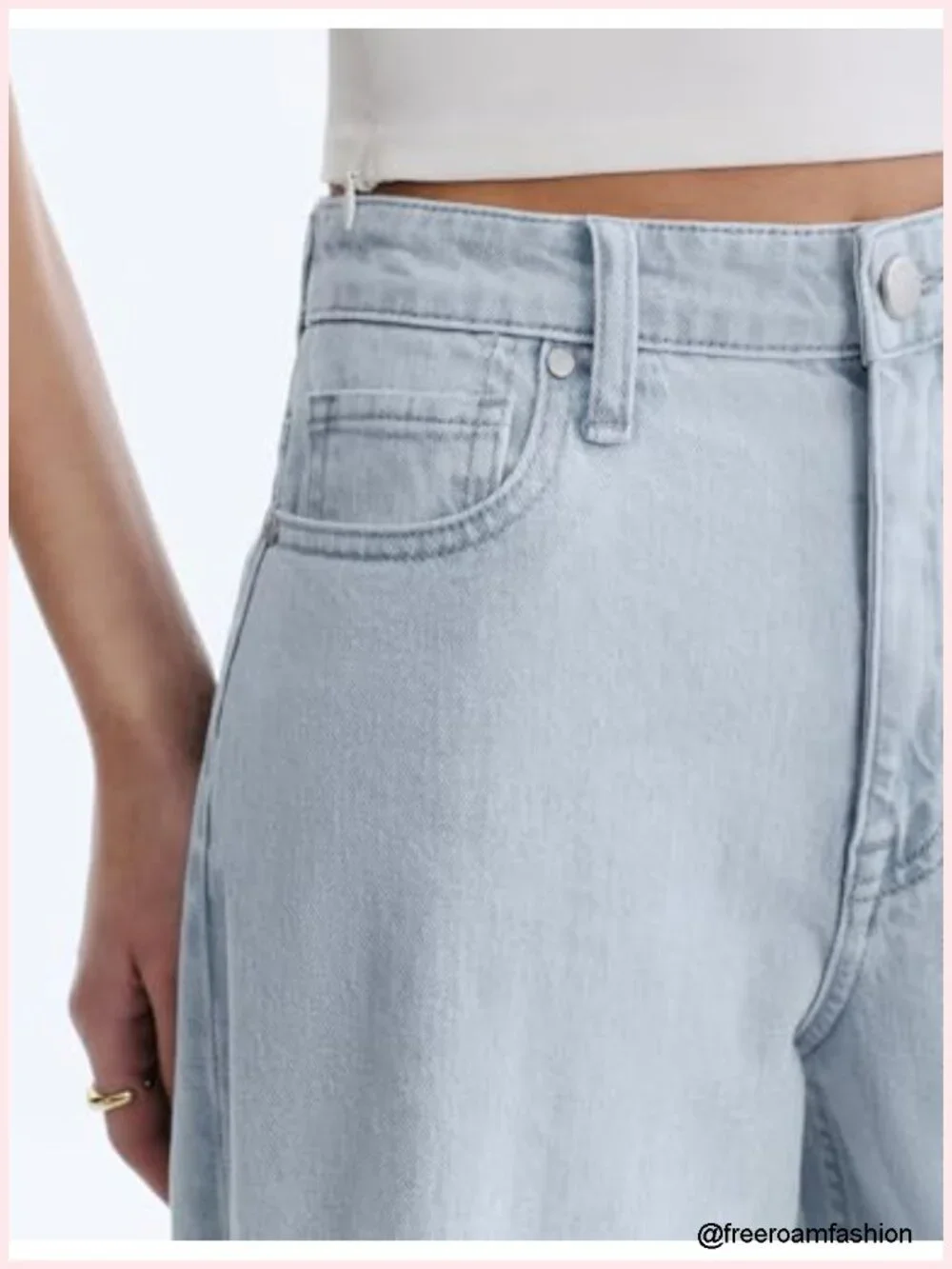Adjustable Waist Wide Leg Jeans Baggy High Waisted Y2K Denim
